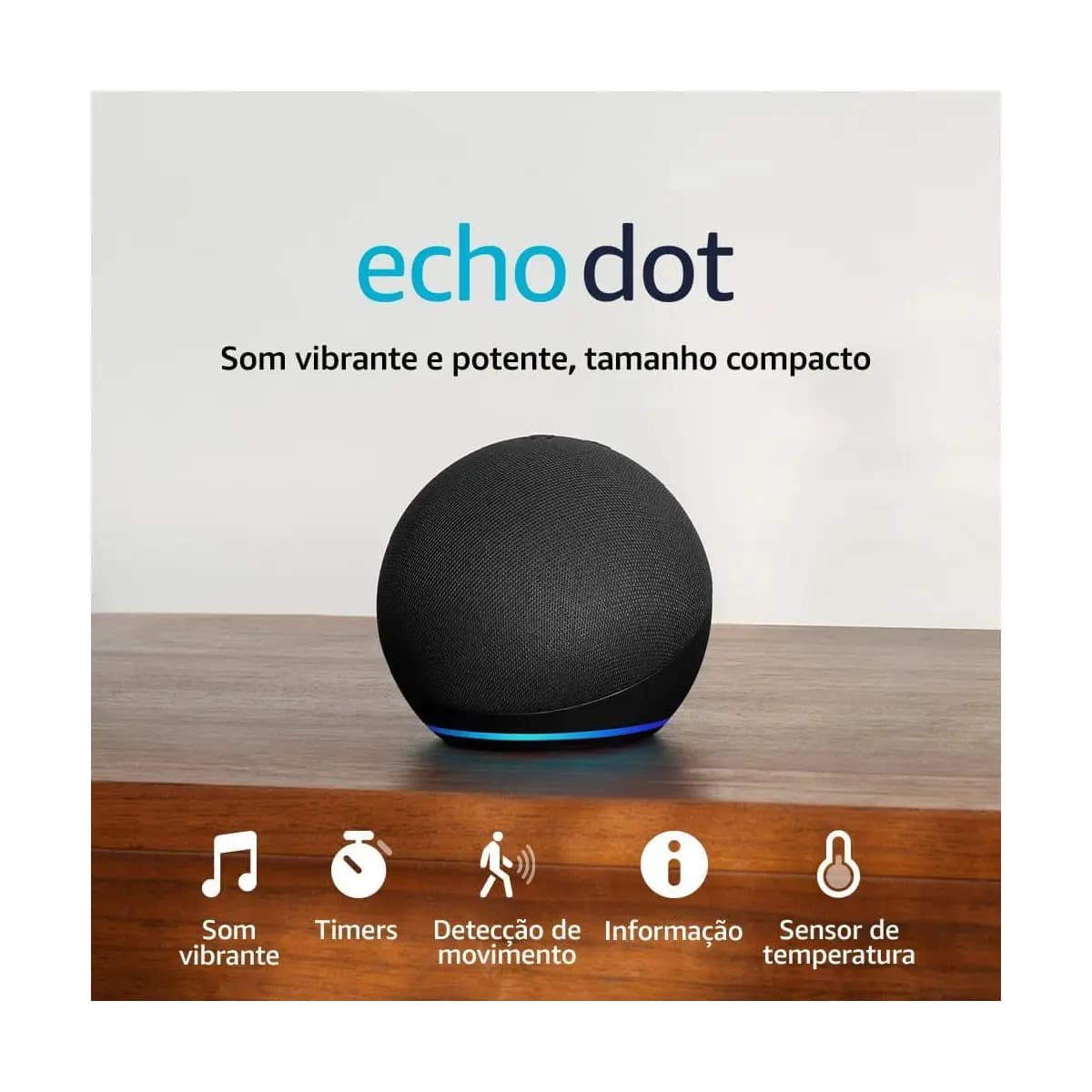 Echo Dot (Geração mais recente) | Smart speaker com Alexa, som vibrante e potente, Wi-Fi e Bluetooth | Cor Preta, com Acesso Antecipado à Alexa+