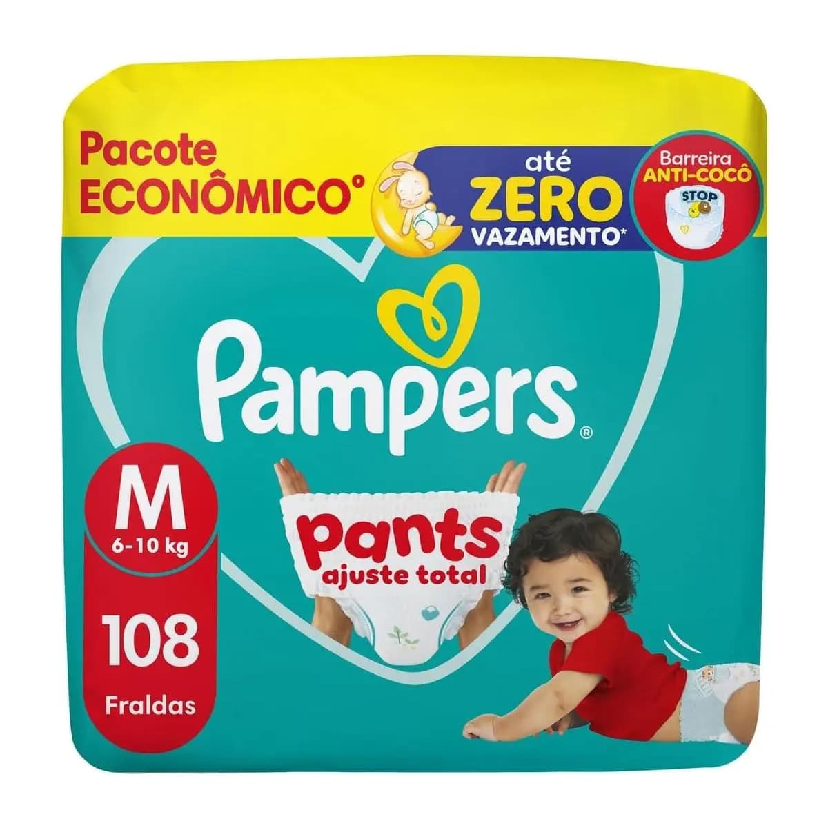 Fralda Pampers Pants Ajuste Total Tamanho M, 108 Unidades