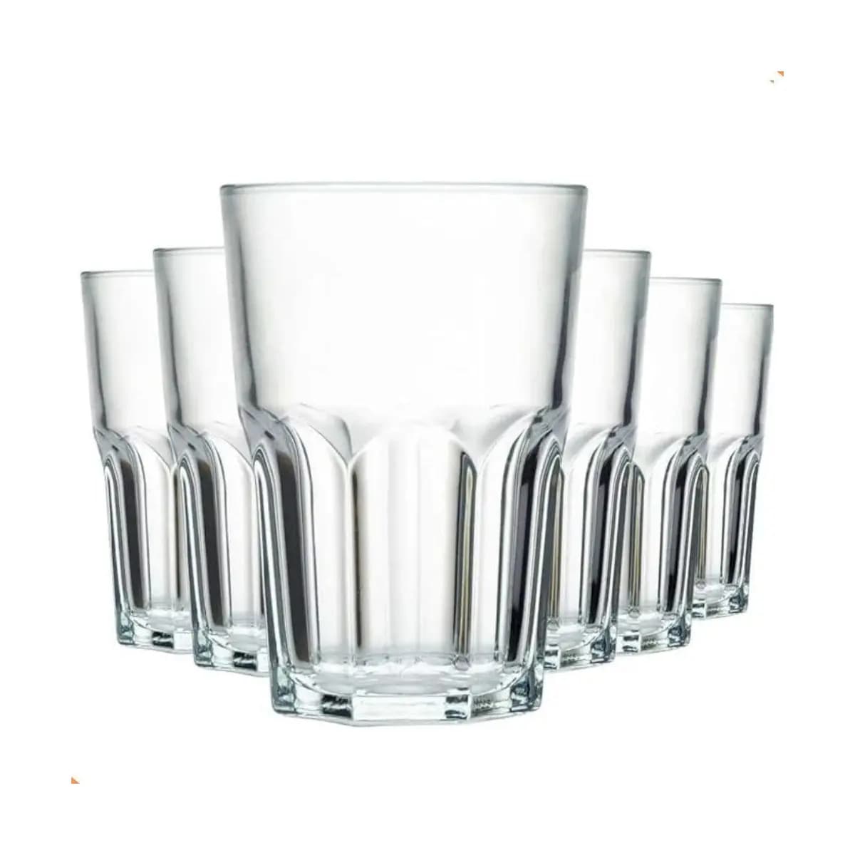 Jogo De Copos Em Vidro Kit 6 Peças Cozinha Água Suco Drink Refrigerante 350ml Mesa Posta Casa Nova