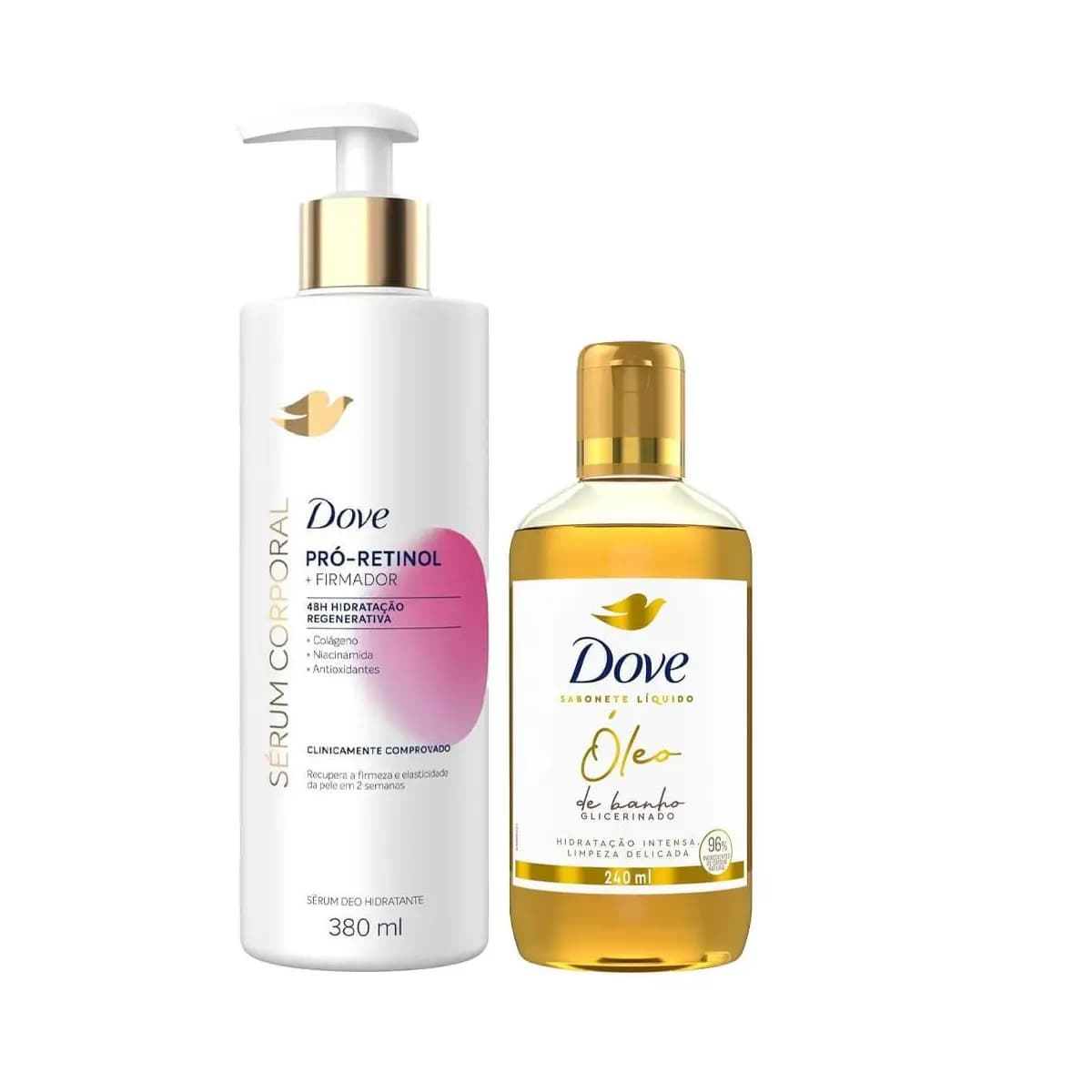 Kit Dove Sérum Corporal Pró-Retinol 380ml + Óleo De Banho Glicerinado 240ml