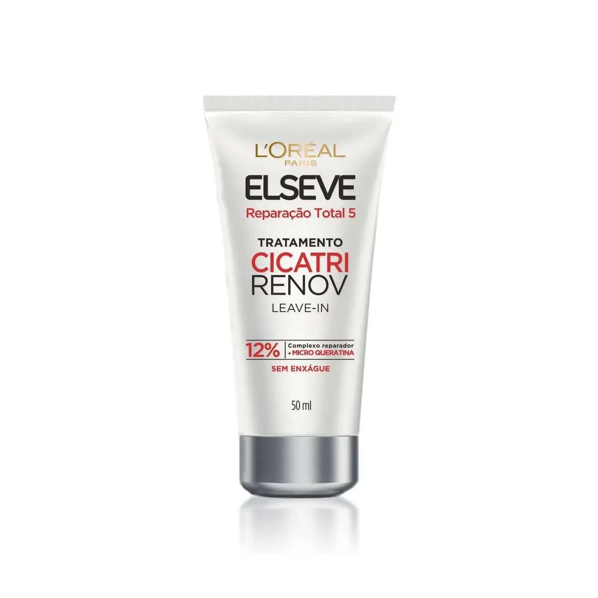 Leave-in de Tratamento com Reparação Imediata, Proteção Térmica, 10 em 1, L'Oréal Paris Elseve Cicatri Renov 50ml