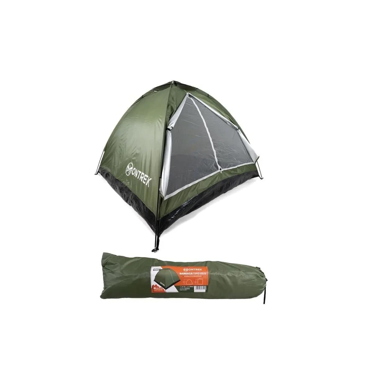 Barraca Camping 4 Pessoas Iglu Ontrek Leve e Resistente (1,5kg), Fácil Montagem, Mosquiteiro E Bag