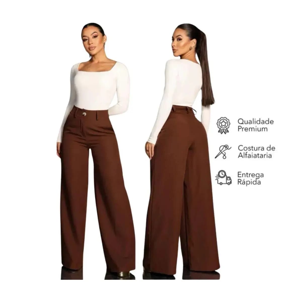 Calça Alfaiataria Pantalona Cintura Alta