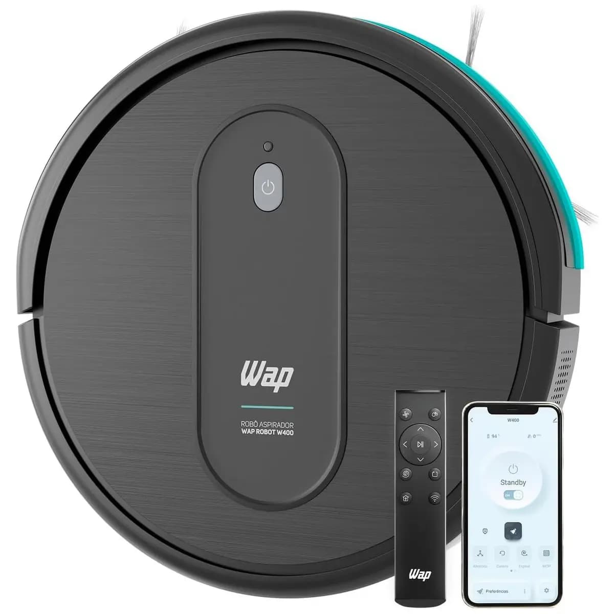 WAP Aspirador de Pó Robô ROBOT W400 3 em 1, Automático, 300ml, Compatível com Assistentes de Voz, 30W 10,8VDC Bivolt