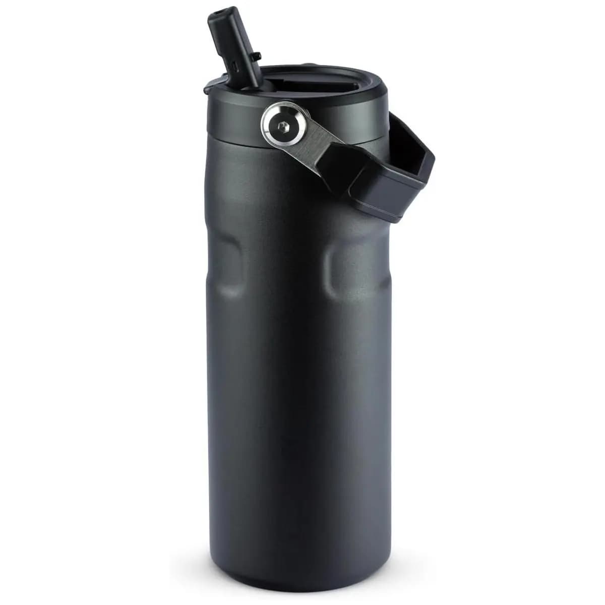 Stanley - Garrafa de Água Aerolight Flip Straw, Canudo Integrado, Abertura Grande, Aço Inoxidável Leve, 473ml Black