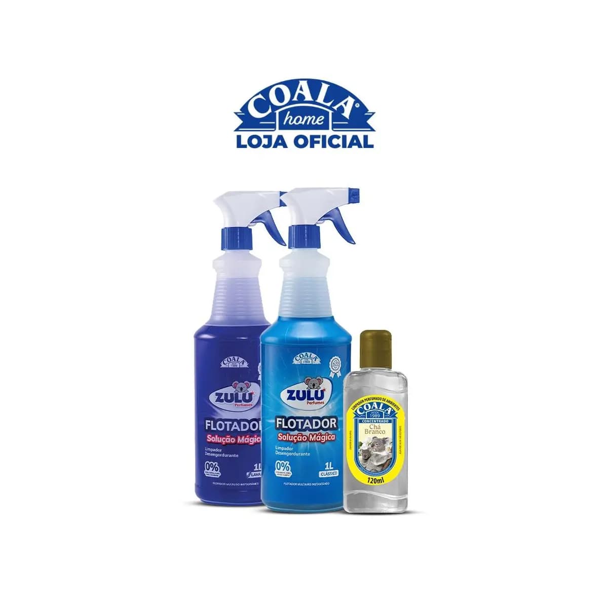 Kit Flotador Desengordurante Zulu Perfumes/Coala - 1 Lavanda + 1 Tradicional + 1 Limpador Concentrado Coala 120ml