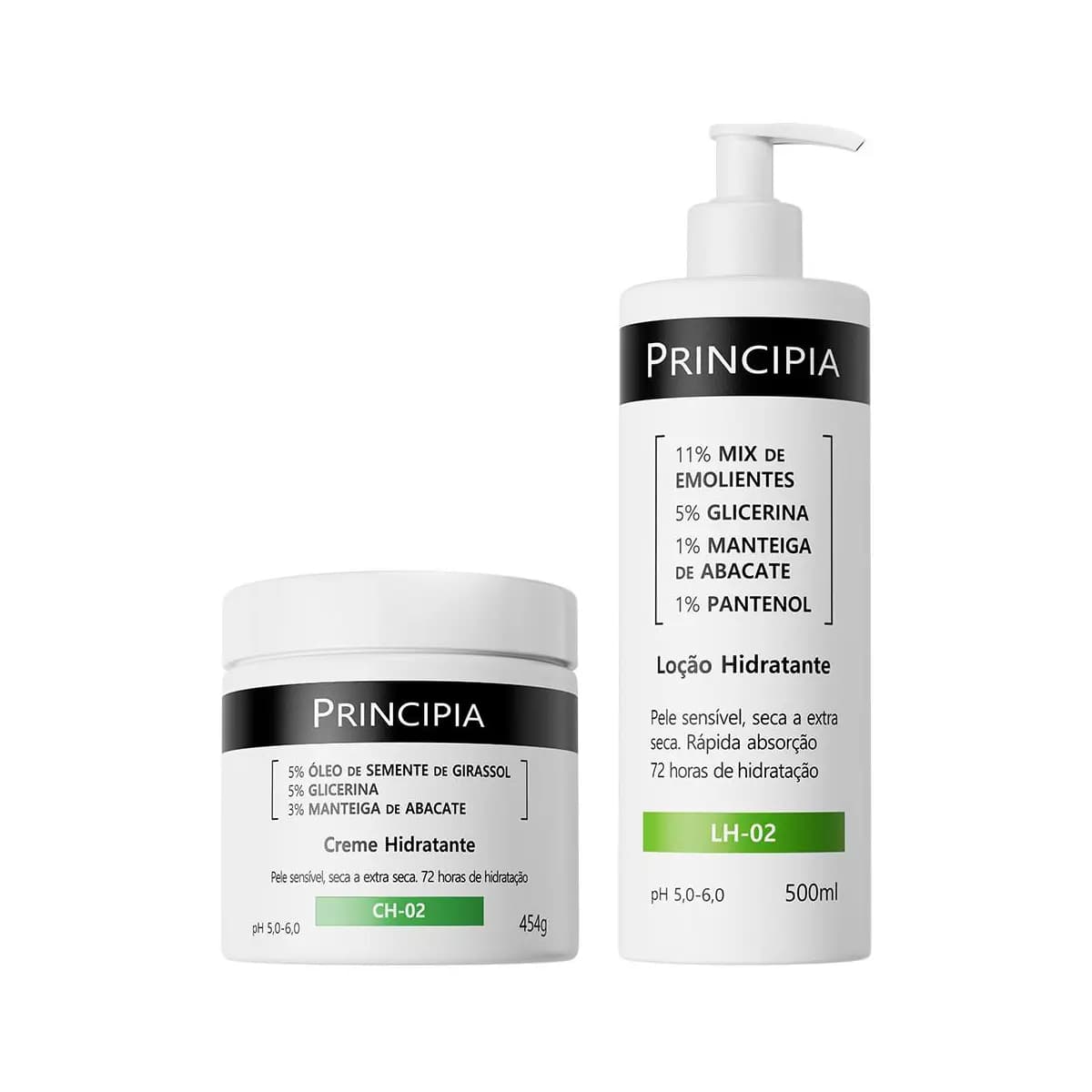 Principia Kit Hidratação Corporal Dupla c/ Loção Hidratante LH-02 500ml + Creme Hidratante CH-02 454g