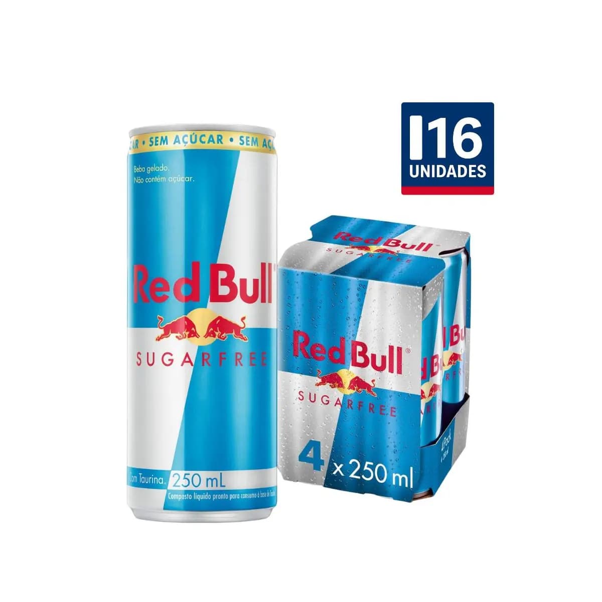 Kit com 16 Energético Red Bull Sugar Free 250ml