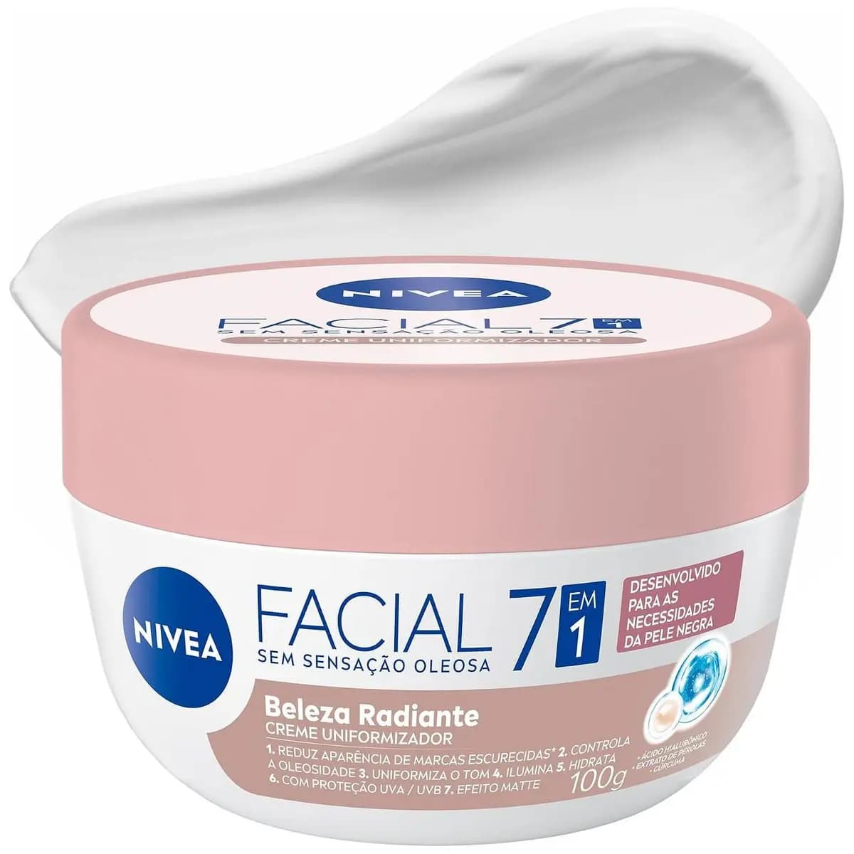 NIVEA Creme Facial Uniformizador Beleza Radiante 7 em 1 100g, Reduz Marcas Escurecidas, Controla Oleosidade, Pele Uniforme, Extrato de Pérolas, Cuidado Facial