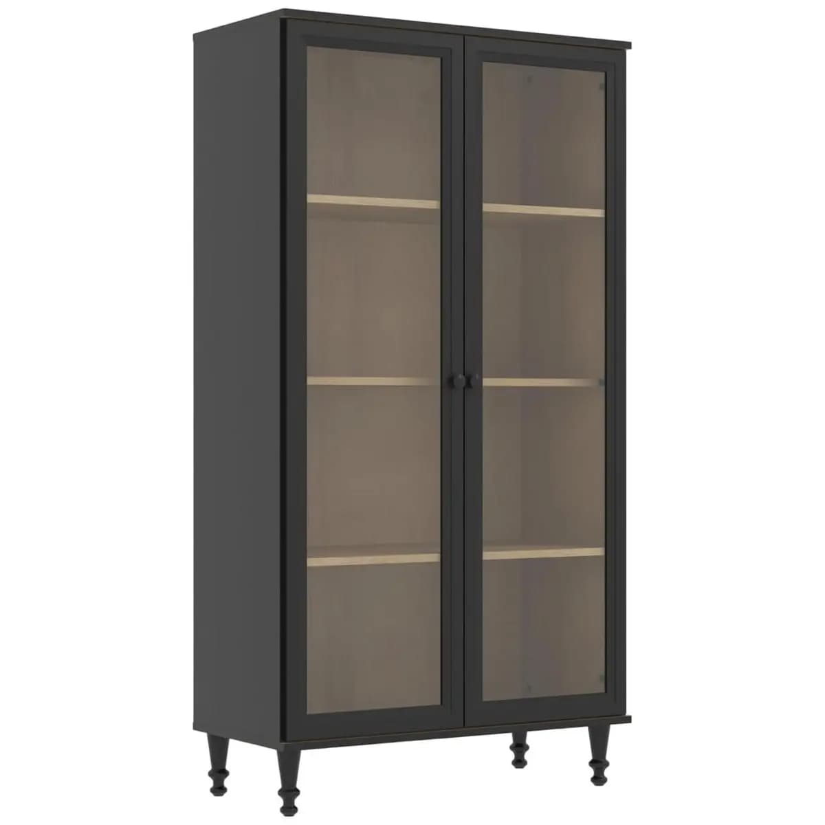 Cristaleira Estante Para Livros Ditália 2 Portas Vidro E-957 Cor:preto