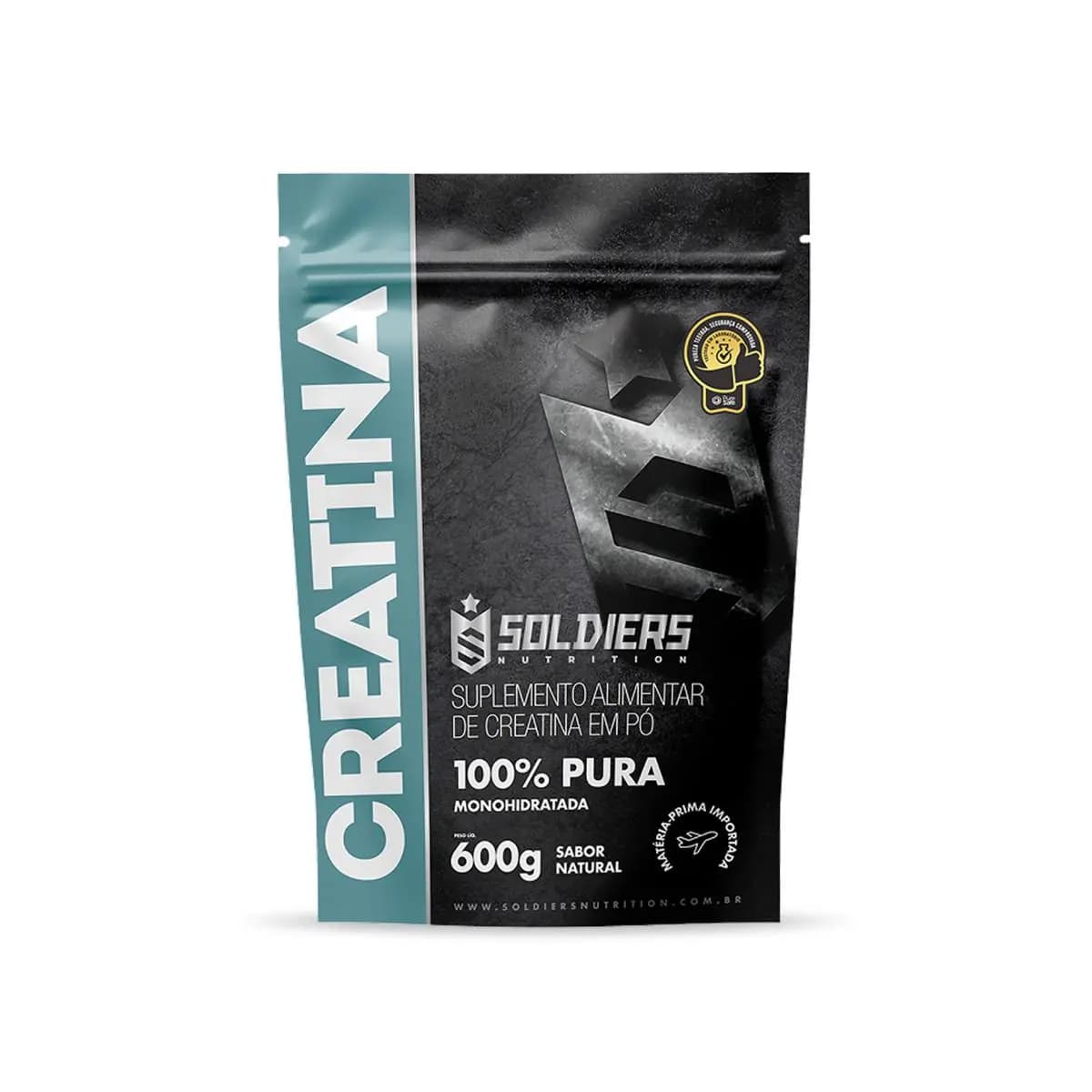Creatina Monohidratada 600g 100% Pura Importada Soldiers Nutrition Suplemento Performance Muscular Força