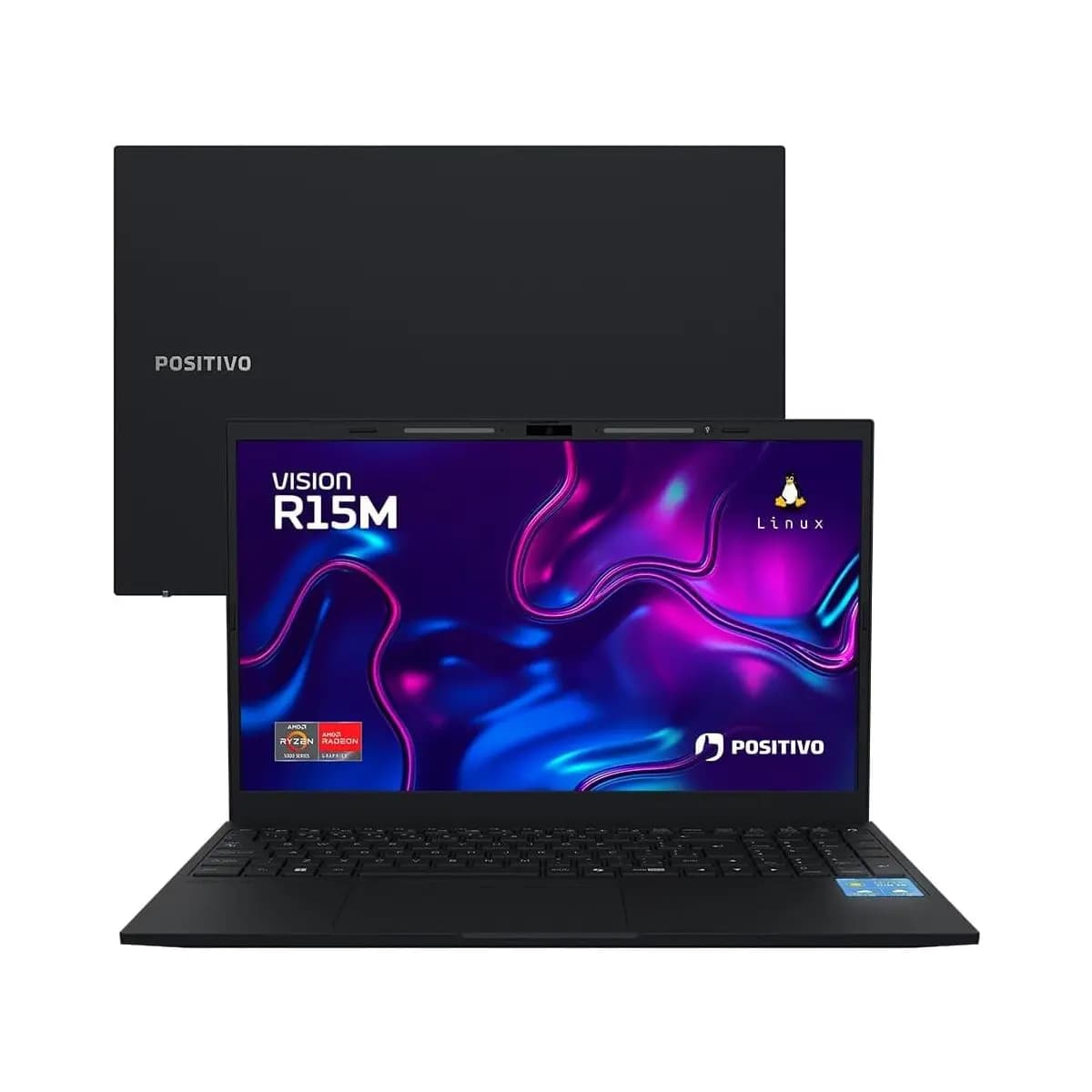 Notebook Positivo Vision R15M AMD Ryzen 7-5825U Linux 8GB RAM 256GB SSD Wi-Fi 6 Tela 15” Full HD IPS Antirreflexo - Minitela - Permite upgrade de memória RAM e SSD - Preto