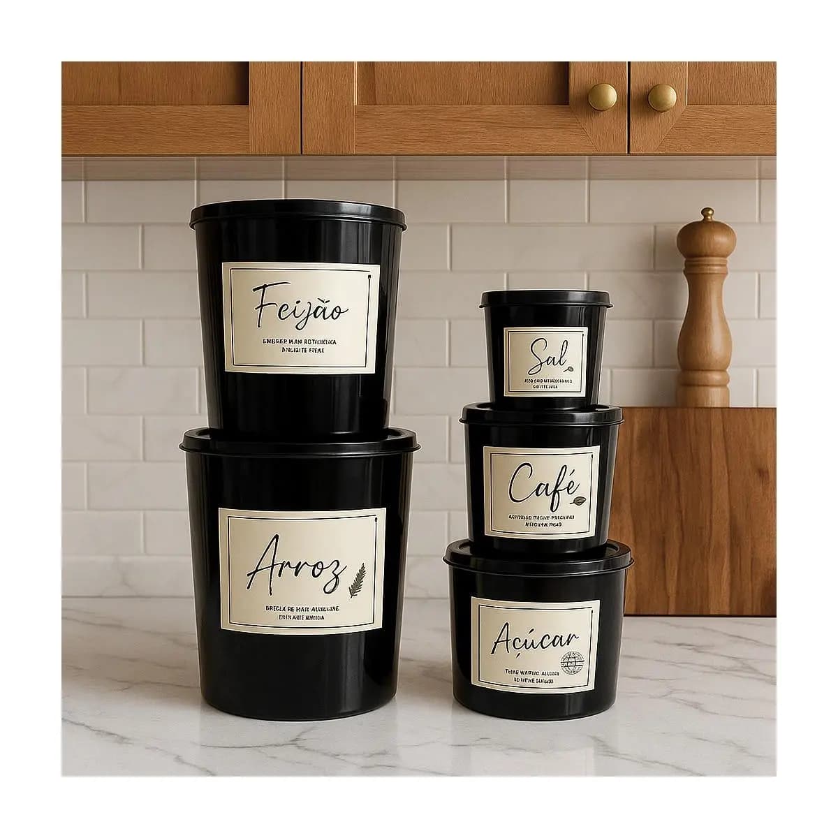 Kit Potes Mantimentos Linha premium jogo com - 5 Peças plástico