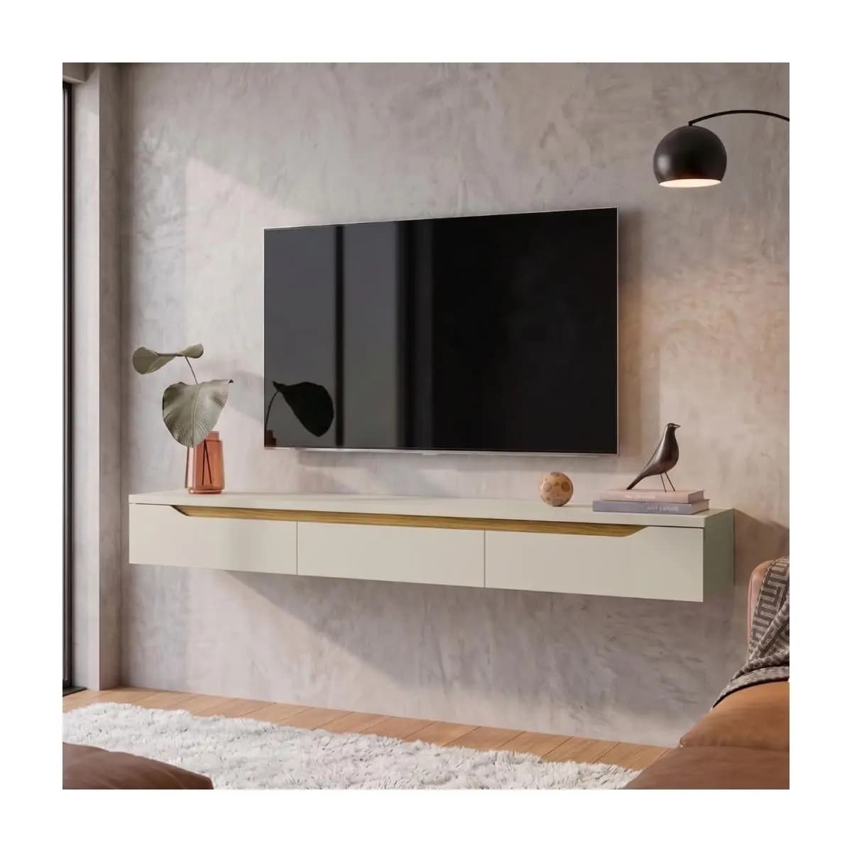 Rack Suspenso P/TV até 70 Polegadas 180cm Uno Sala de Estar Moderna