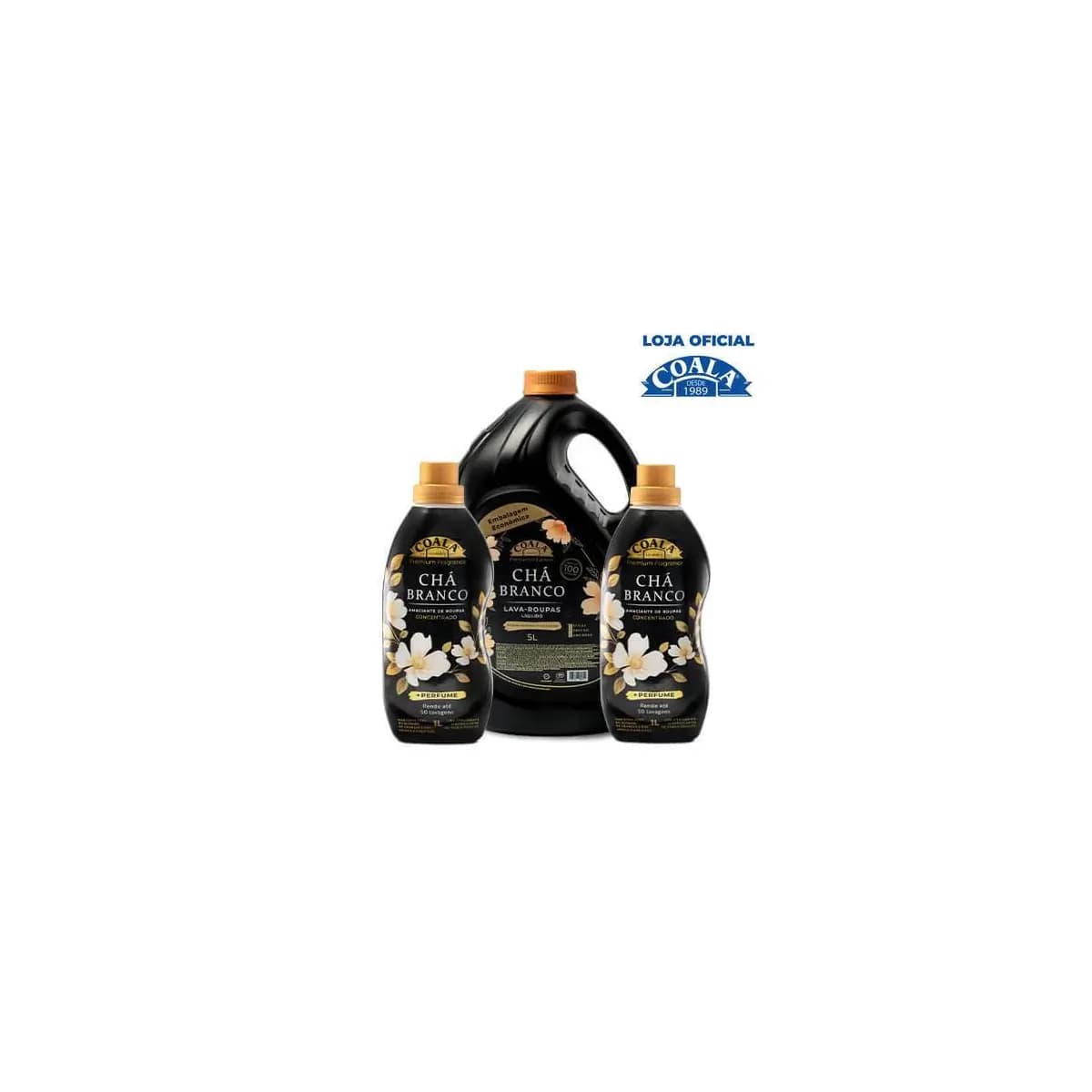 Kit Coala Laundry 1 Lava Roupas 5L + 2 Amaciantes de 1L cada - Chá Branco