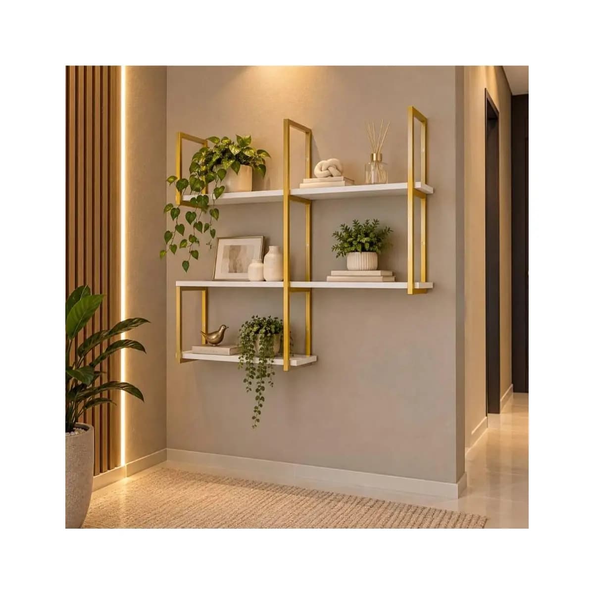 Nicho Prateleira Grande Resistente 1m x 84cm Dourada