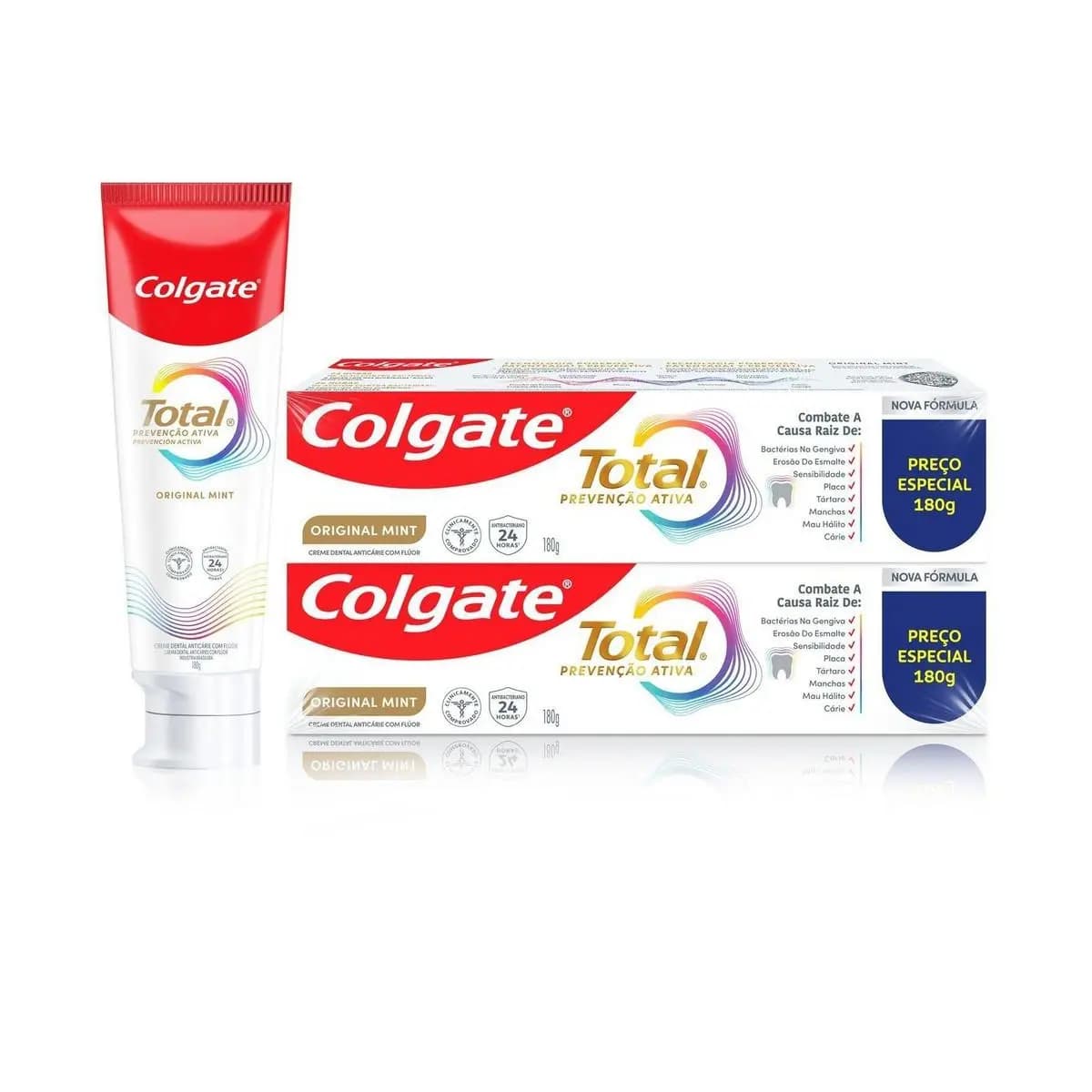 Creme Dental Colgate Total Original Mint Prevenção Ativa 180g 2 unidades