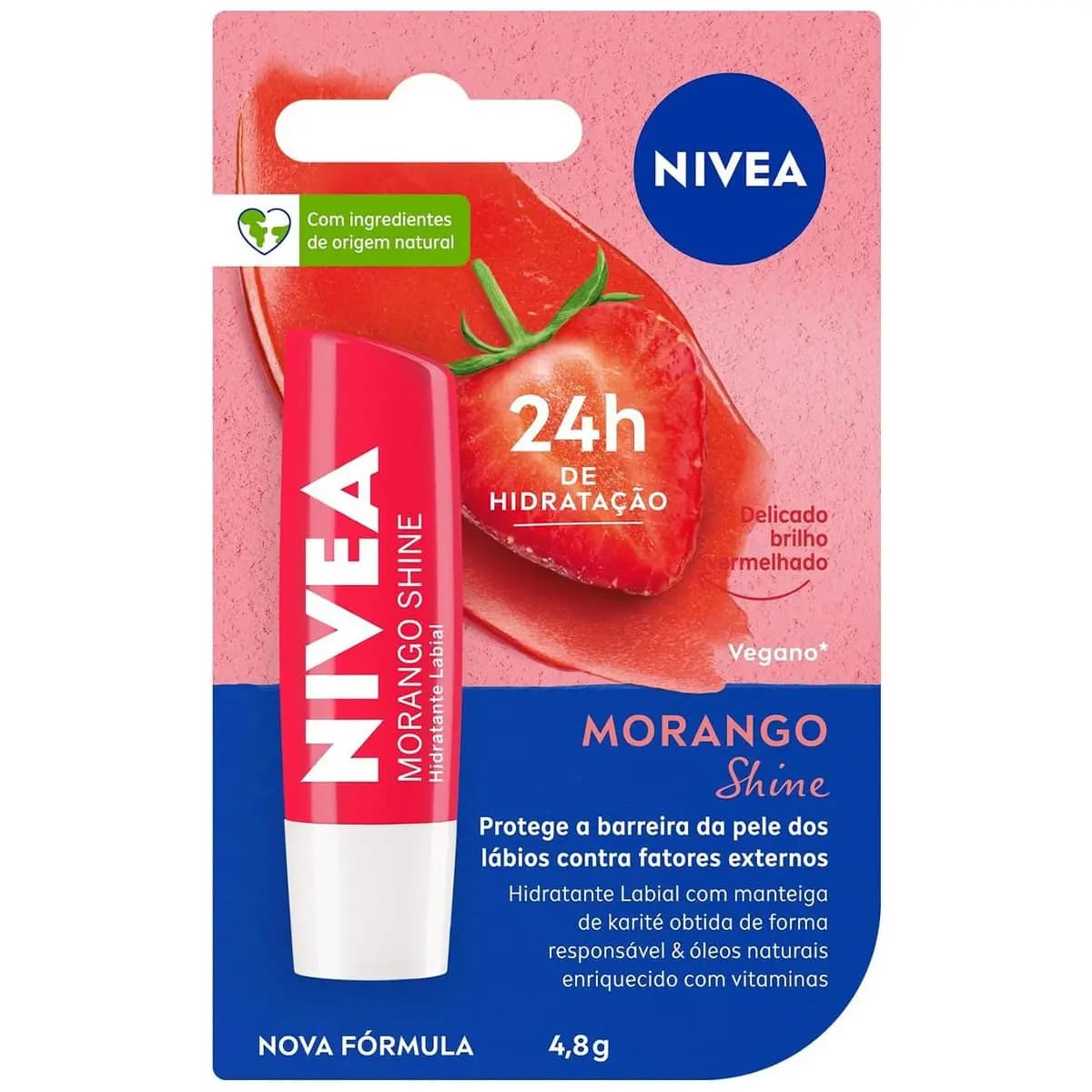 Hidratante Labial NIVEA Morango Shine, 4,8g