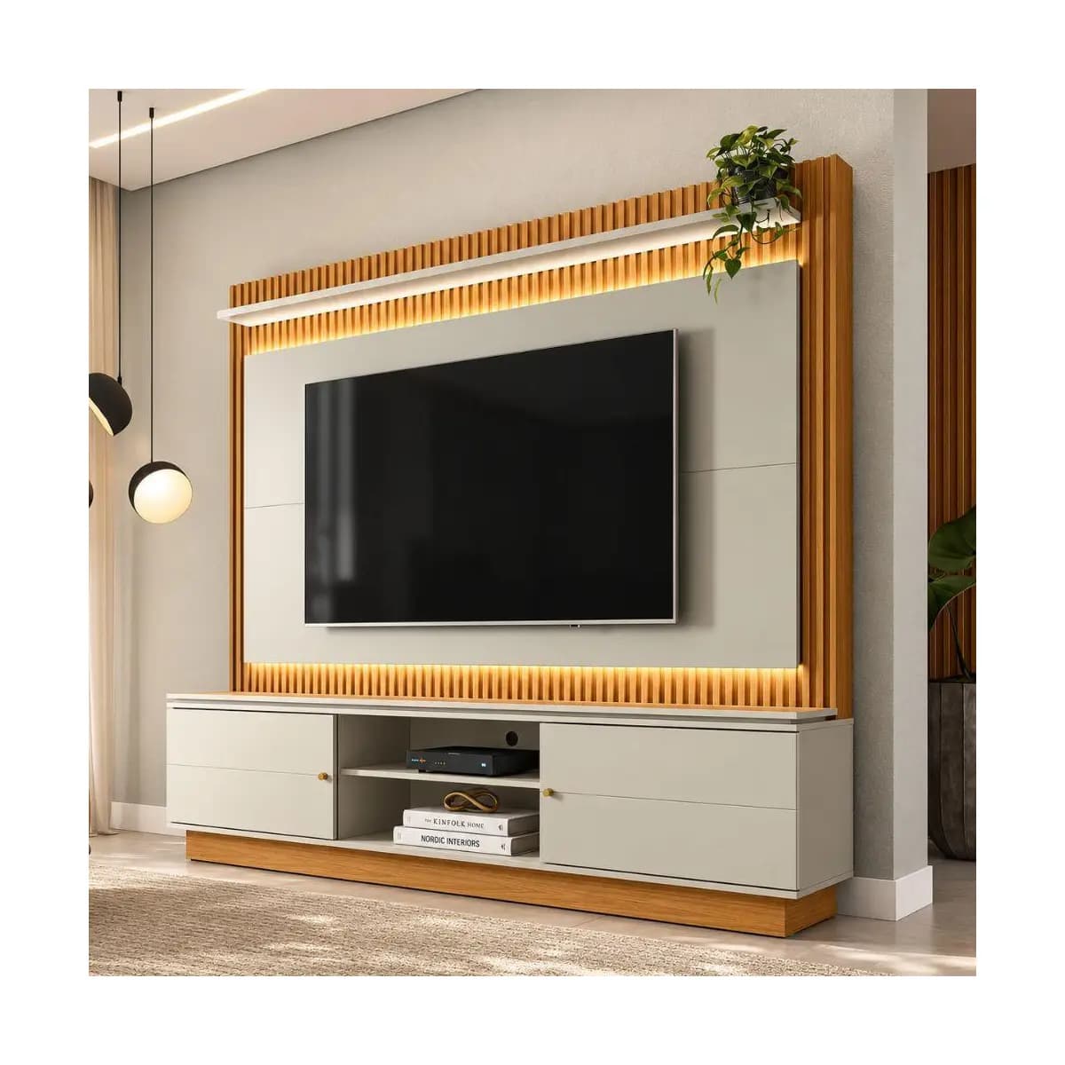 Estante Home para TV até 75'' com LED Guararapes Linea Brasil 215cm