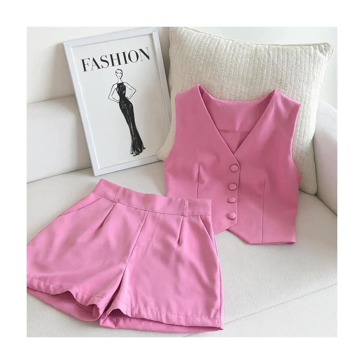 Conjunto Feminino Alfaiataria Luxo - Colete e Short Elegante e Versátil