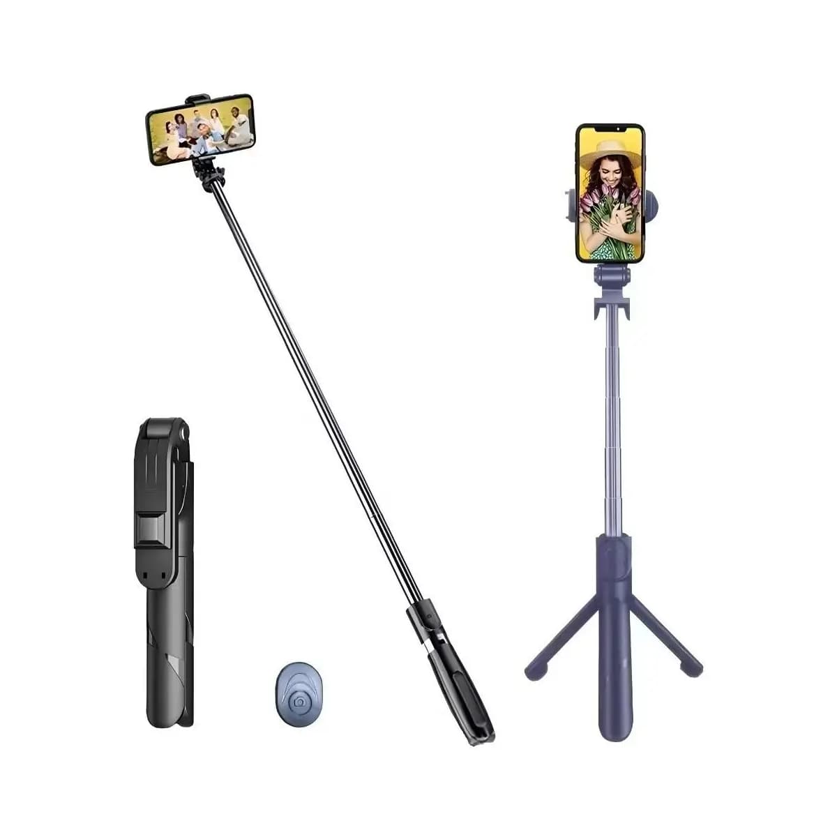 O tripé Bluetooth com bastão de selfie telescópico suporta telefones celulares, cores aleatórias
