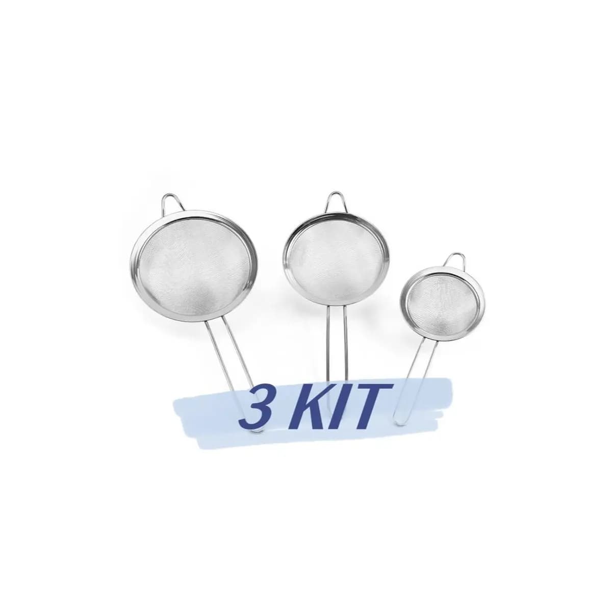 Kit 3 Peneira Coador De Peneiras Aço Inoxidável Para Cozinha Peneira De Cozinha