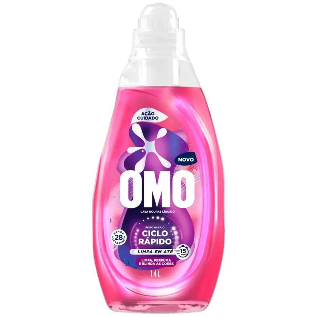 Lava-Roupas Líquido Omo Ciclo Rápido Ação Cuidado Frasco 1,4l