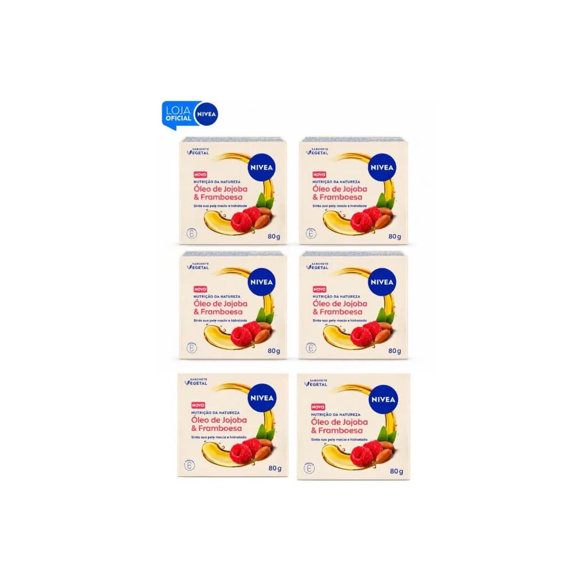 KIT NIVEA Sabonete Jojoba & Framboesa 80g - 6 Unidades