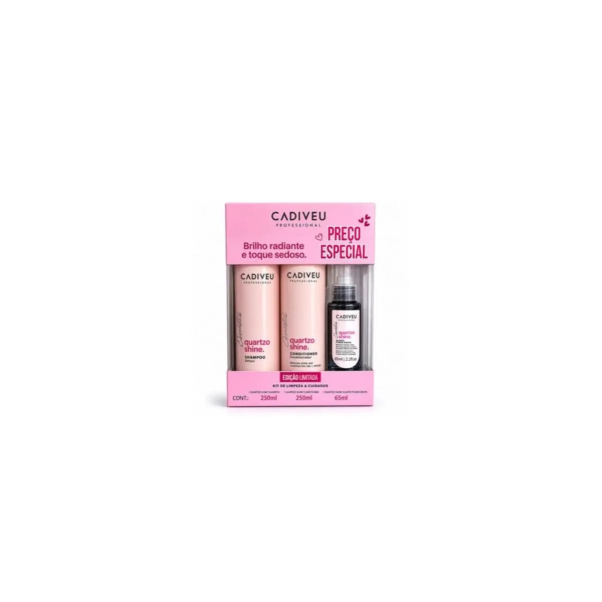 Cadiveu Professional Quartzo Shine KIT de Limpeza Shampoo 250ml + Condicioandor 250ml e Sérum 65ml