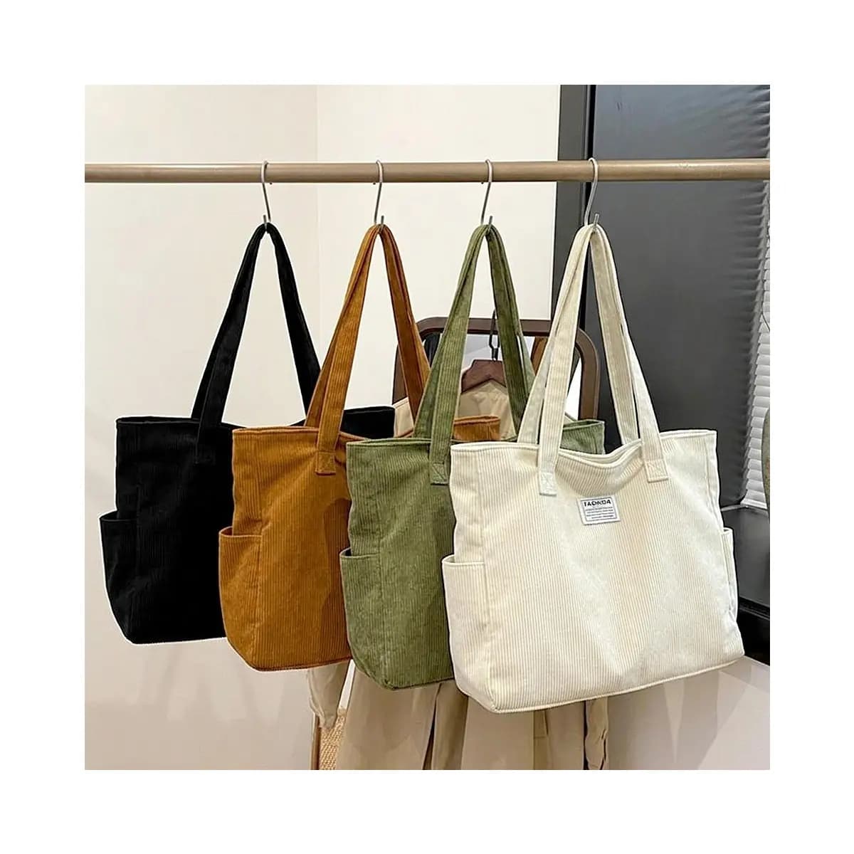 Bolsa Feminina Tote Grande Nylon Lona Horizontal Leve Versátil Ombro e Mão Grande Capacidade Trabalho Viagem Dia a Dia