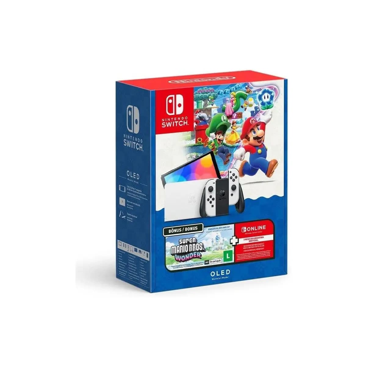 Bundle Nintendo Switch OLED + Super Mario Bros. Wonder + 3 Meses de Assinatura Nintendo Switch Online