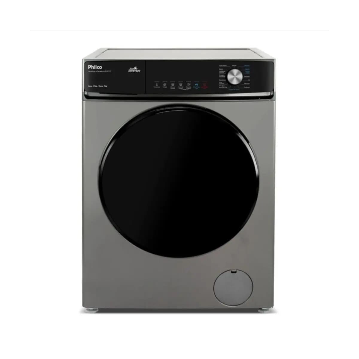 Lava e Seca Philco 16 Programas Eco Inverter 11kg Titânio PLS11C