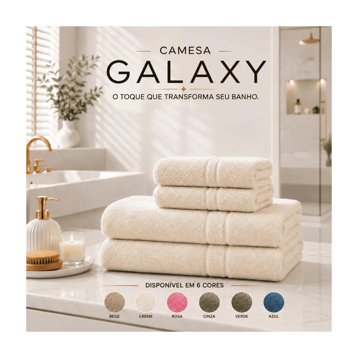 Kit Toalhas Camesa Galaxy Banho e Rosto 400g/m² Excelente Absorção 70x140cm 45x80cm