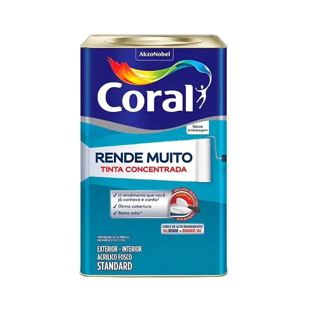 Tinta Acrílica Fosco Rende Muito Coral 16L Diversas Cores