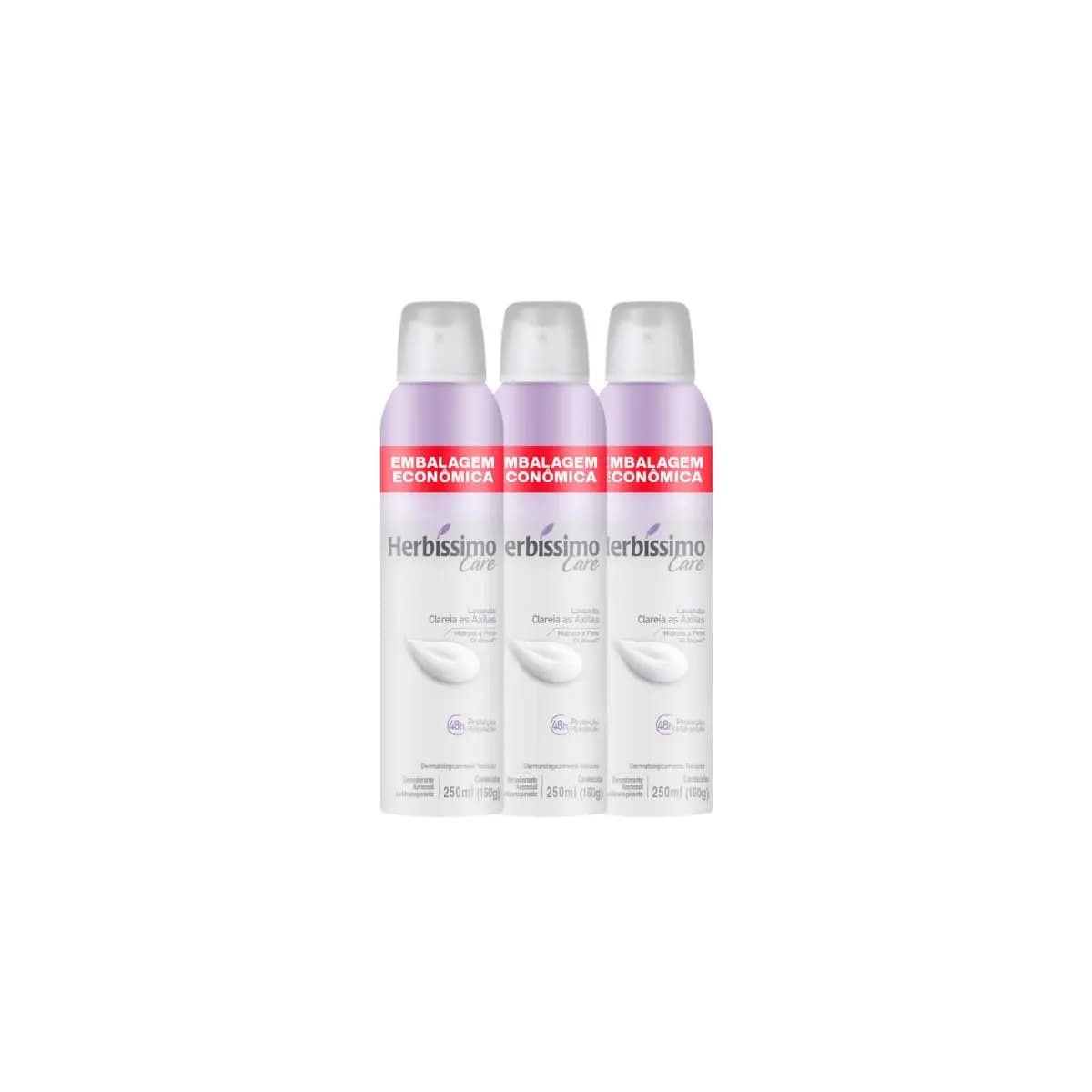 Kit Desodorante Aerossol Antitranspirante Herbissimo Care Lavanda 250ml Embalagem Econômica (3 unidades)