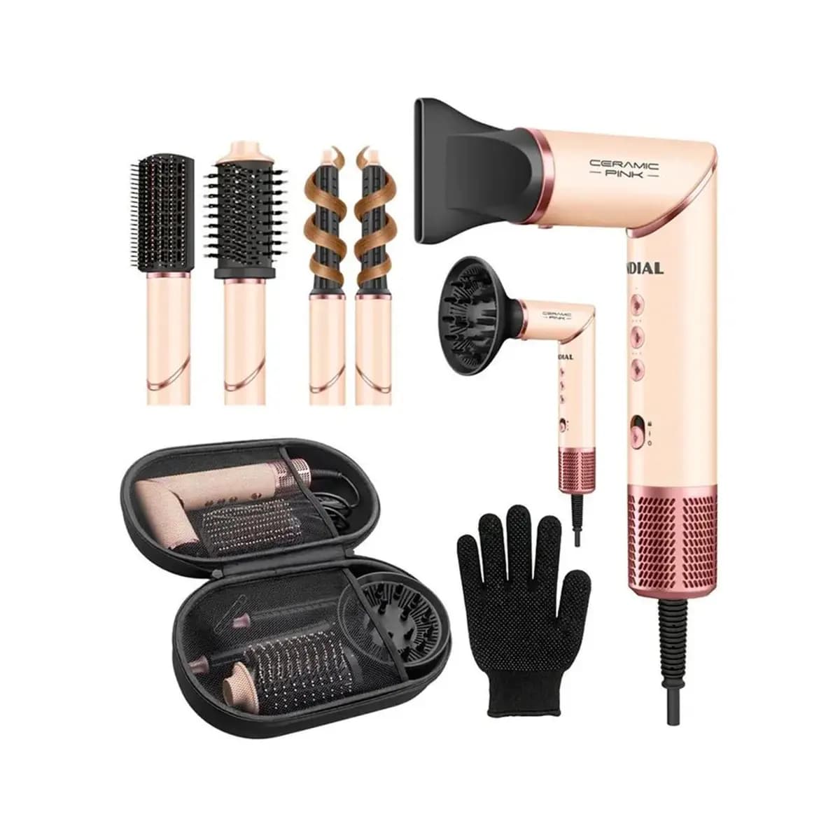 Secador de Cabelo Mondial 5 em 1 Ceramic Pink SM-01-BLDC-CP 1500W
