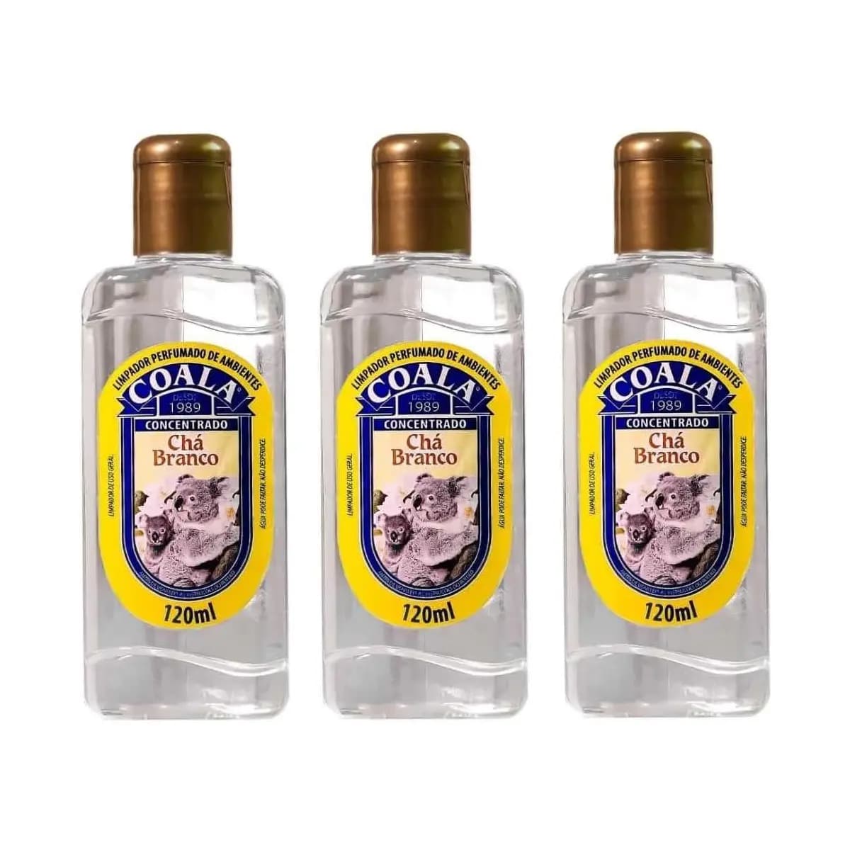 Kit 3 Limpador Perfumado de Ambiente 120ml Coala Cha Branco