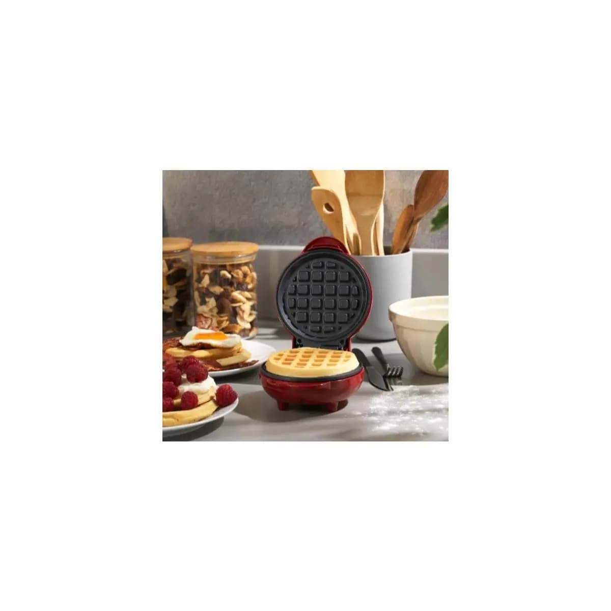 Mini Máquina de Waffles Elétrica Portátil Casa Cozinha Fazer Waffle Panquecas Automático 110V- 220V