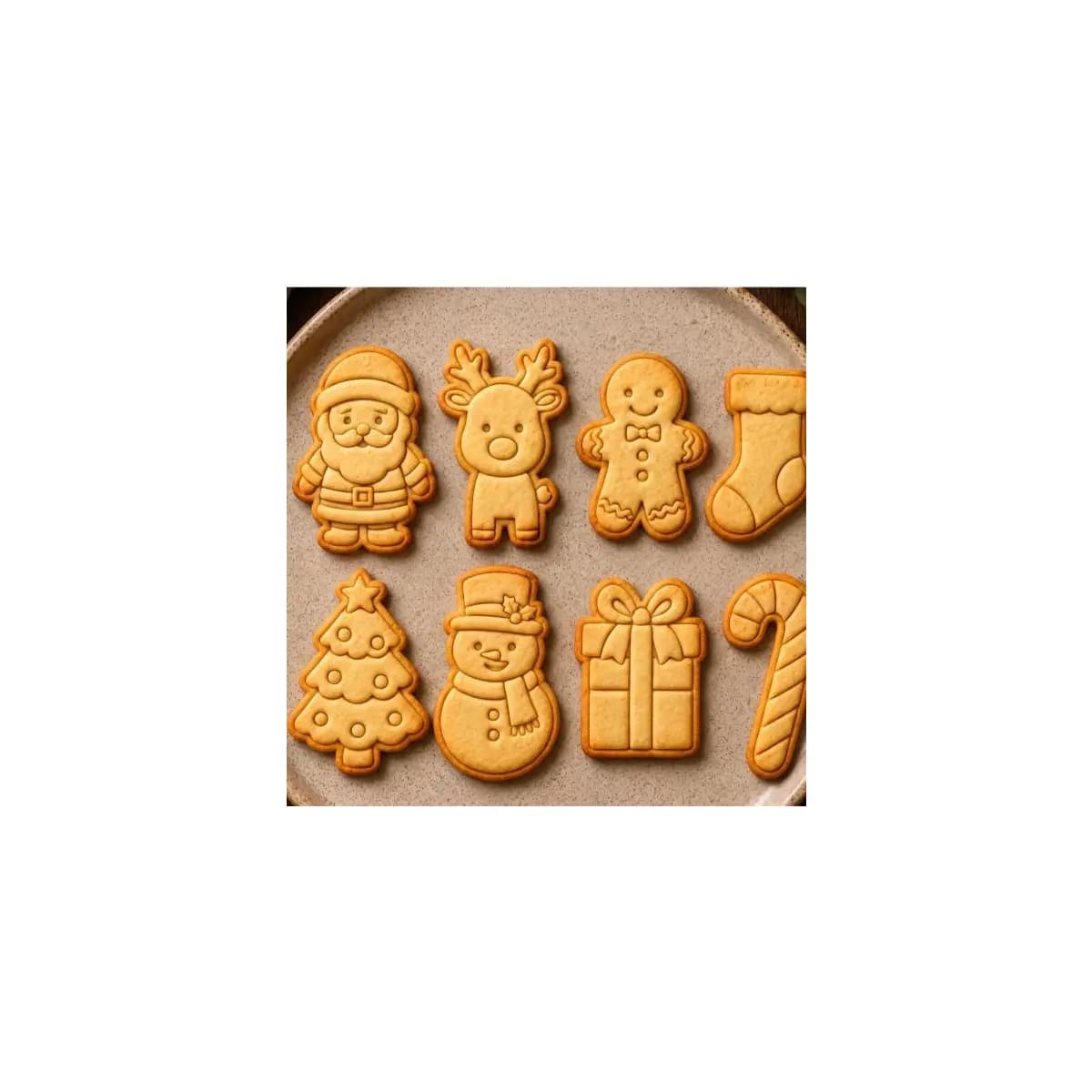 kit 8 peças de cortador e marcador/carimbo, molde de natal, biscoitos de natal papai noel arvore de natal