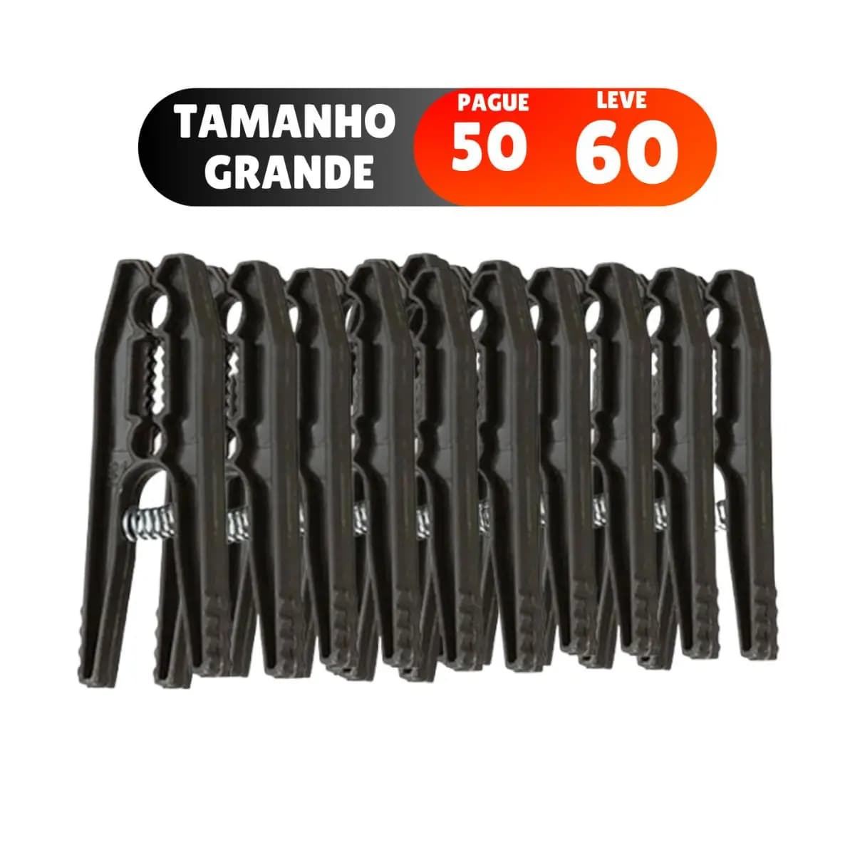 Kit 60 Prendedores De Roupas Grande Varal Pregador Roupa Reforçado Plástico Atacado