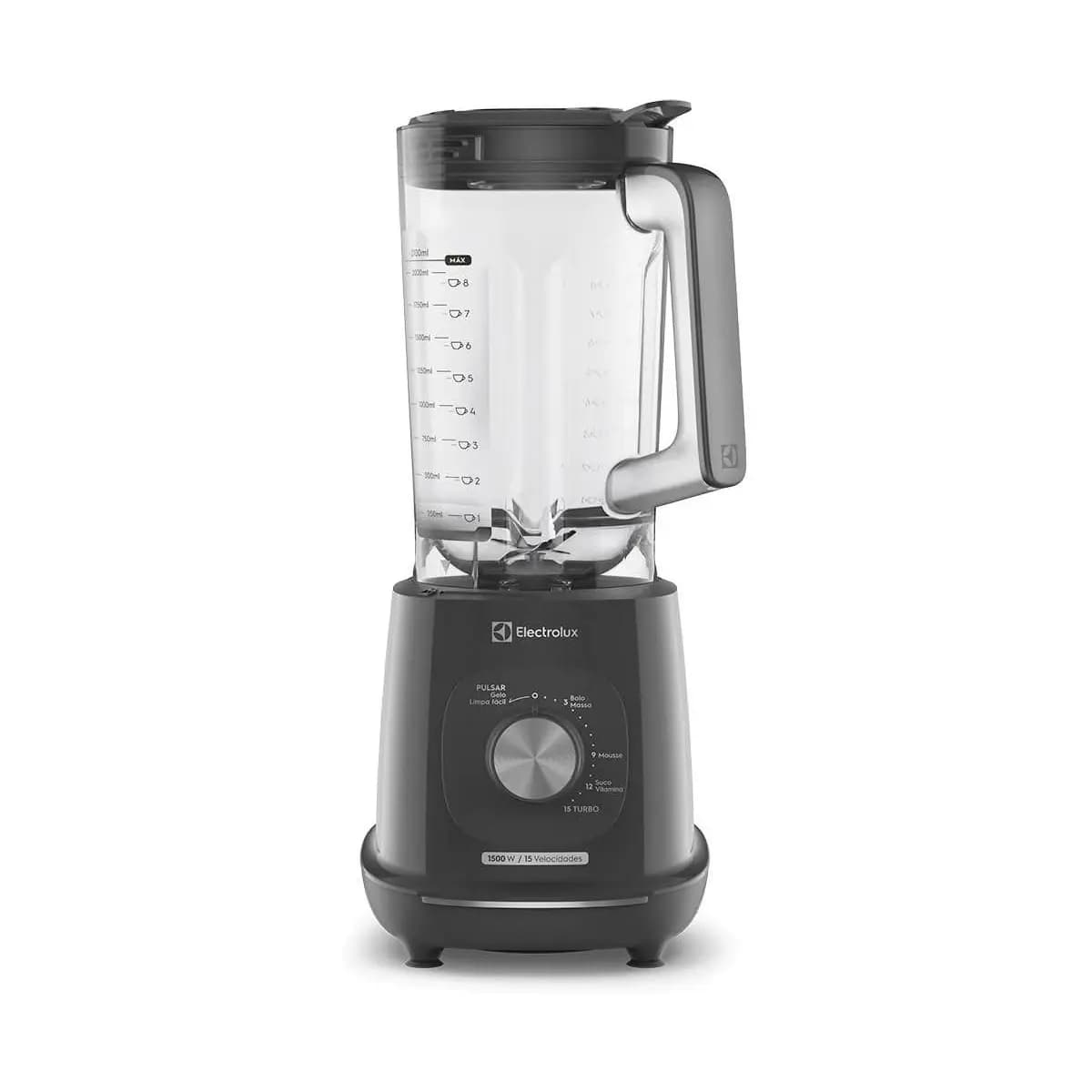 Electrolux Liquidificador 1500W 3,2L Pulsar 3 em 1 15receitas pre-programadas Efficient com TriForce 15 Velocidades Cinza EBL1500 127v