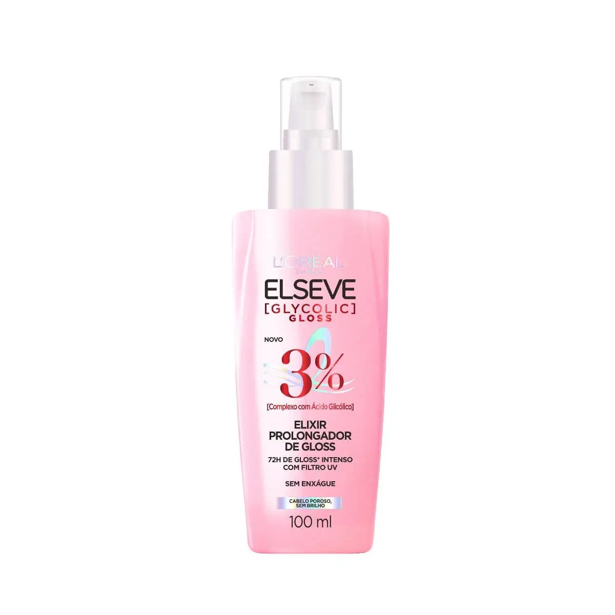Sérum Elixir Antiporosidade, Protetor Térmico e Brilho, L'Oréal Paris Elseve Glycolic Gloss, 100ml