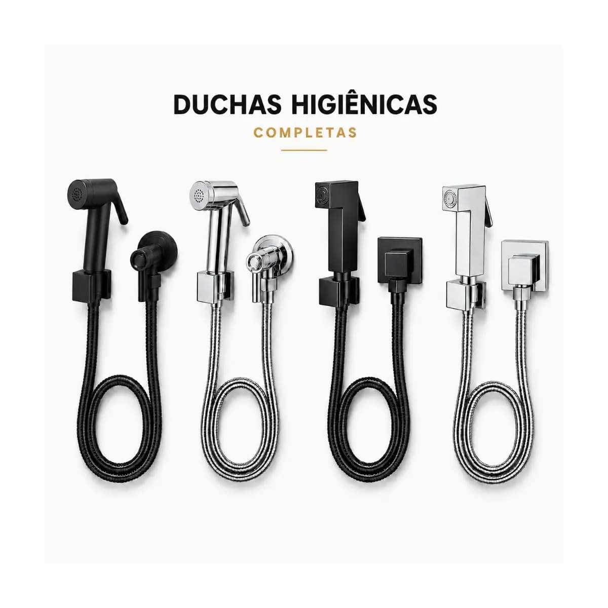 Ducha Higiênica Quadrada Preto Fosco - Ducha Higiênica Cromada Abs - Ducha Higiênica Preto Fosco Abs Lavabo Chuveirinho