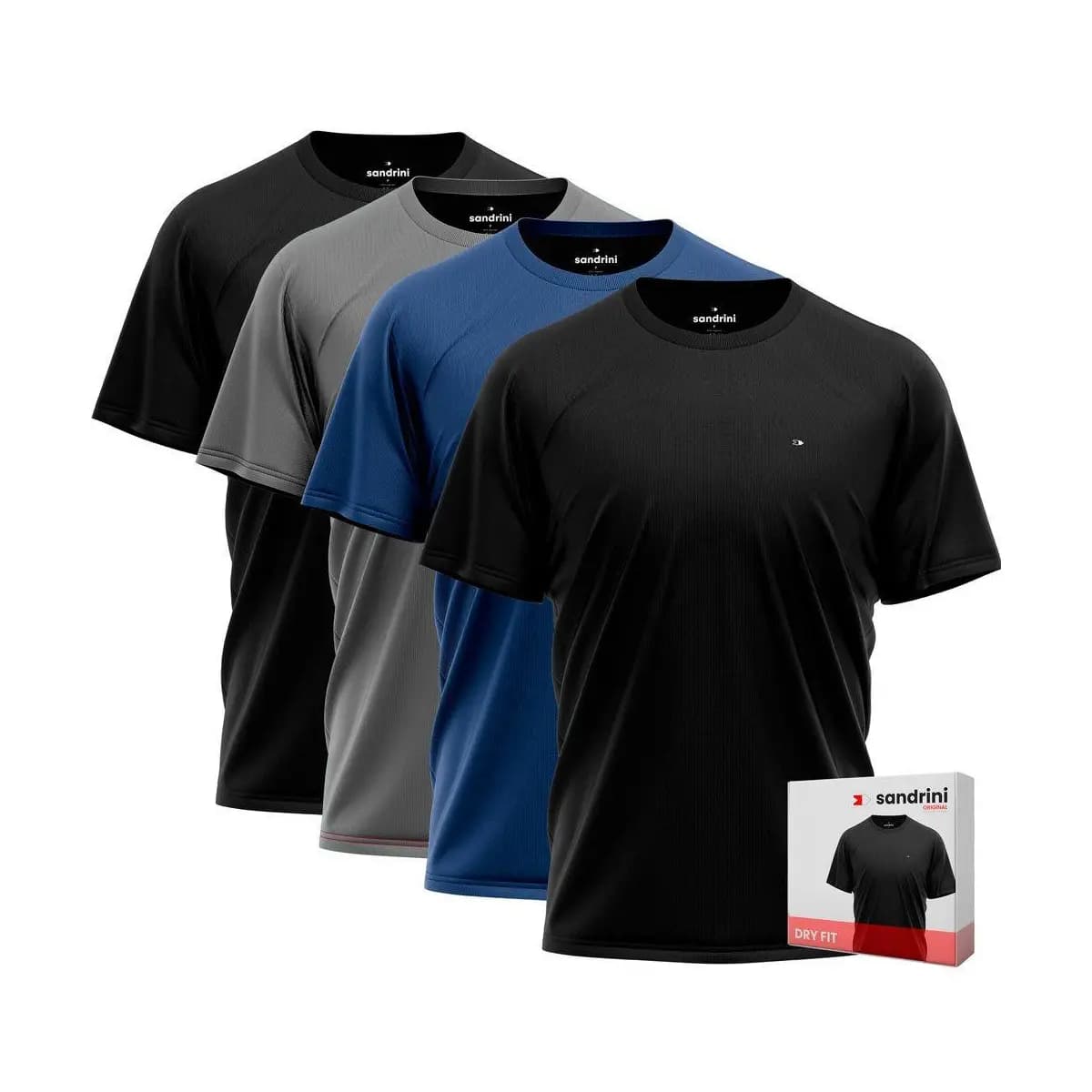 Kit 4 Camiseta Fitness Dry Fit Premium Sandrini Manga Curta Masculina Sport Treino