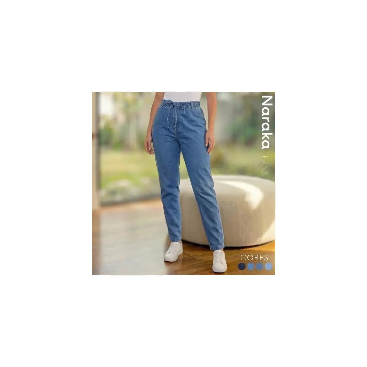 Calça Jeans Feminina Capri Tecido Leve Cintura Alta
