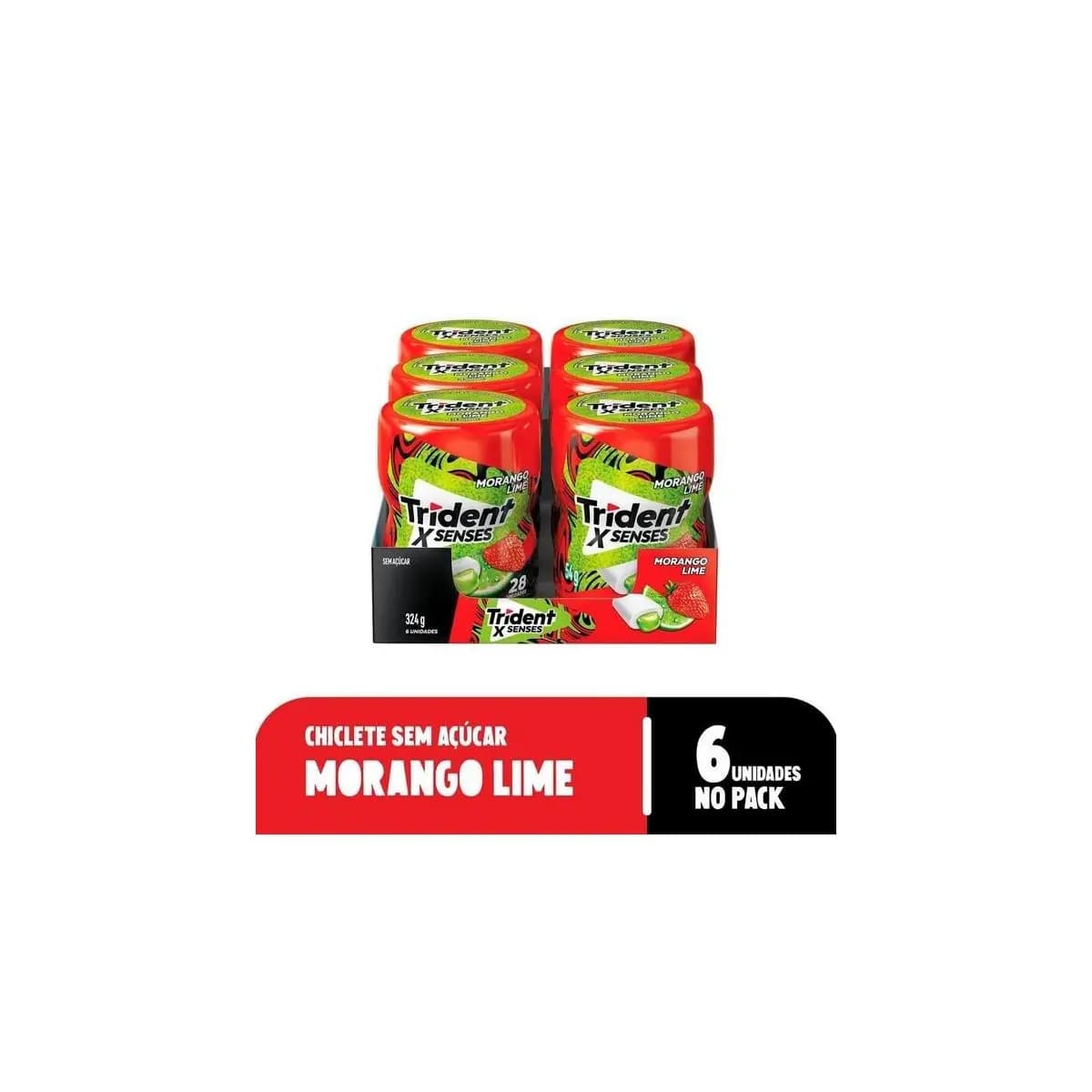 Chiclete Trident X Senses Morango E Limão Com 6 Unidades De 54g