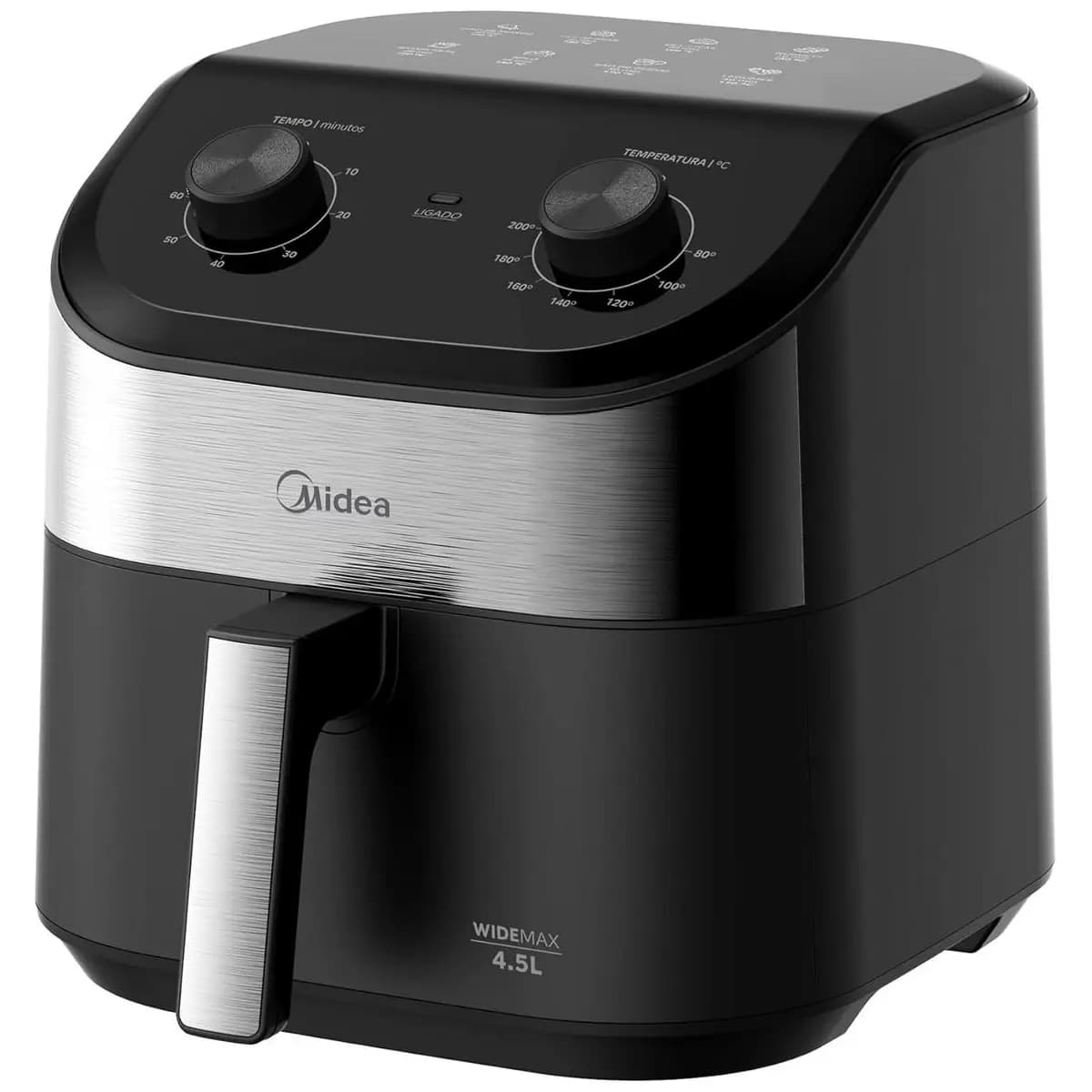 Fritadeira Midea Air Fryer 4,5L, design de dois botões, ampla faixa de temperatura de 80°C a 200°C, prato antiaderente para vegetais, 1550W, 110V, FWM45P1