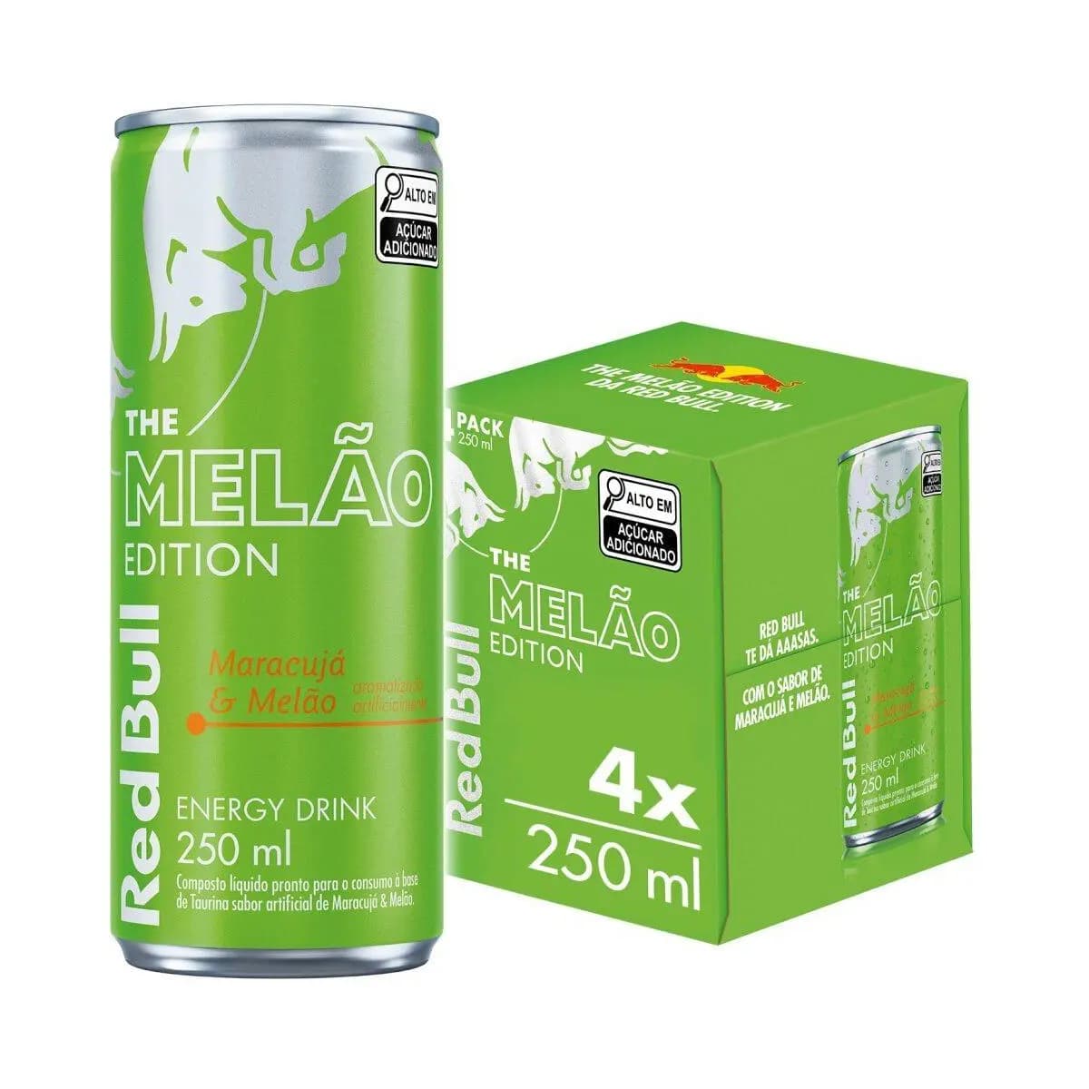 Pack de 4 latas Red Bull Energético, Maracujá e Melão, 250ml