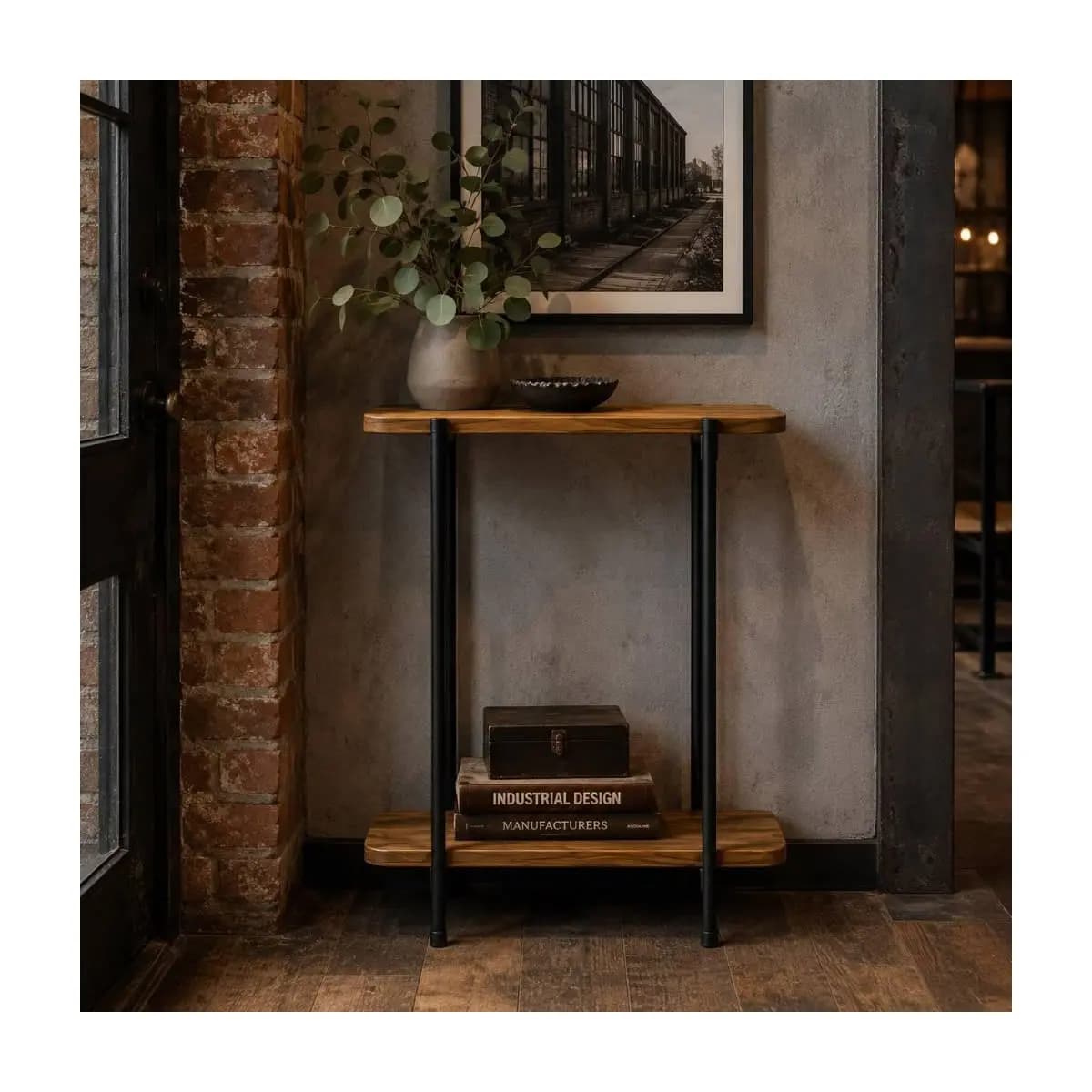 Aparador Buffet Cantinho do Café Mesa Industrial de Decoração 2 Prateleiras Aço Sala Recepção