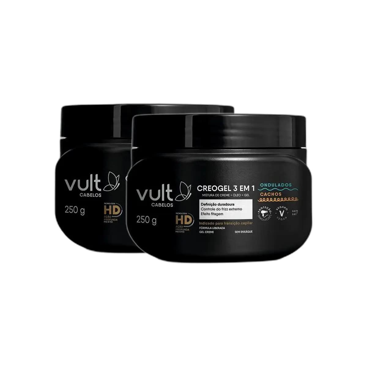 Kit 2 Vult Creogel 3 em 1 Ondulados e Cachos 250g